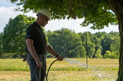 watering with hose